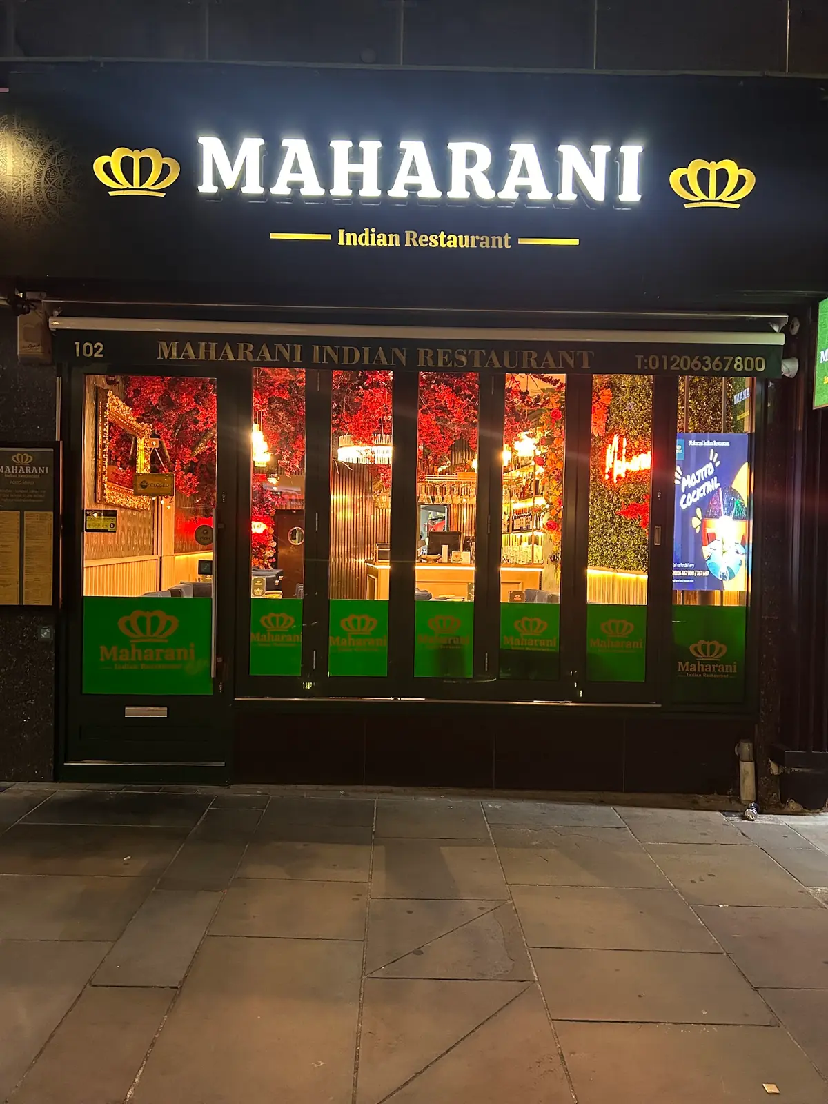 Inside Maharani Indian Restaurant, Colchester