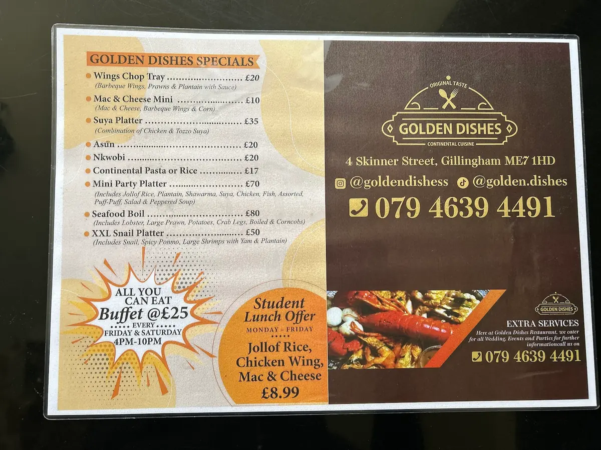 Inside Golden Dishes Lounge & Restaurant (Flavours for Royalty), Gillingham