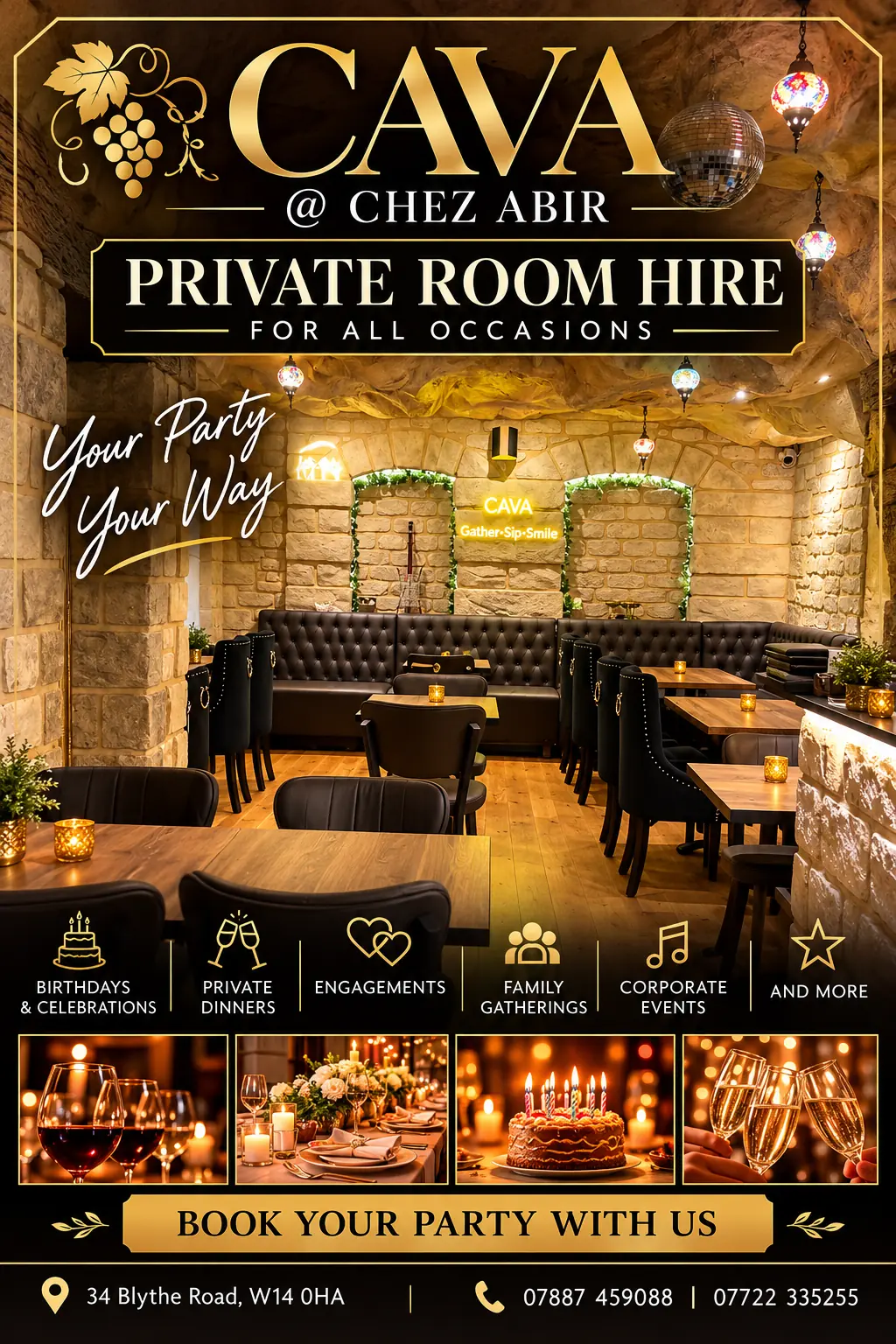 Cava at Chez Abir ( private room hire ) — Mediterranean restaurants in London
